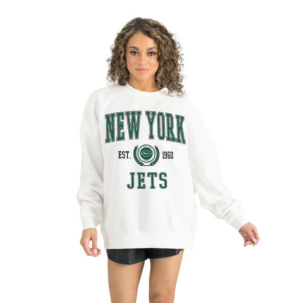 New York Jets Gameday Couture Women's Timeless Triumph Premium Fleece Pullover Sweatshirt White | NFL