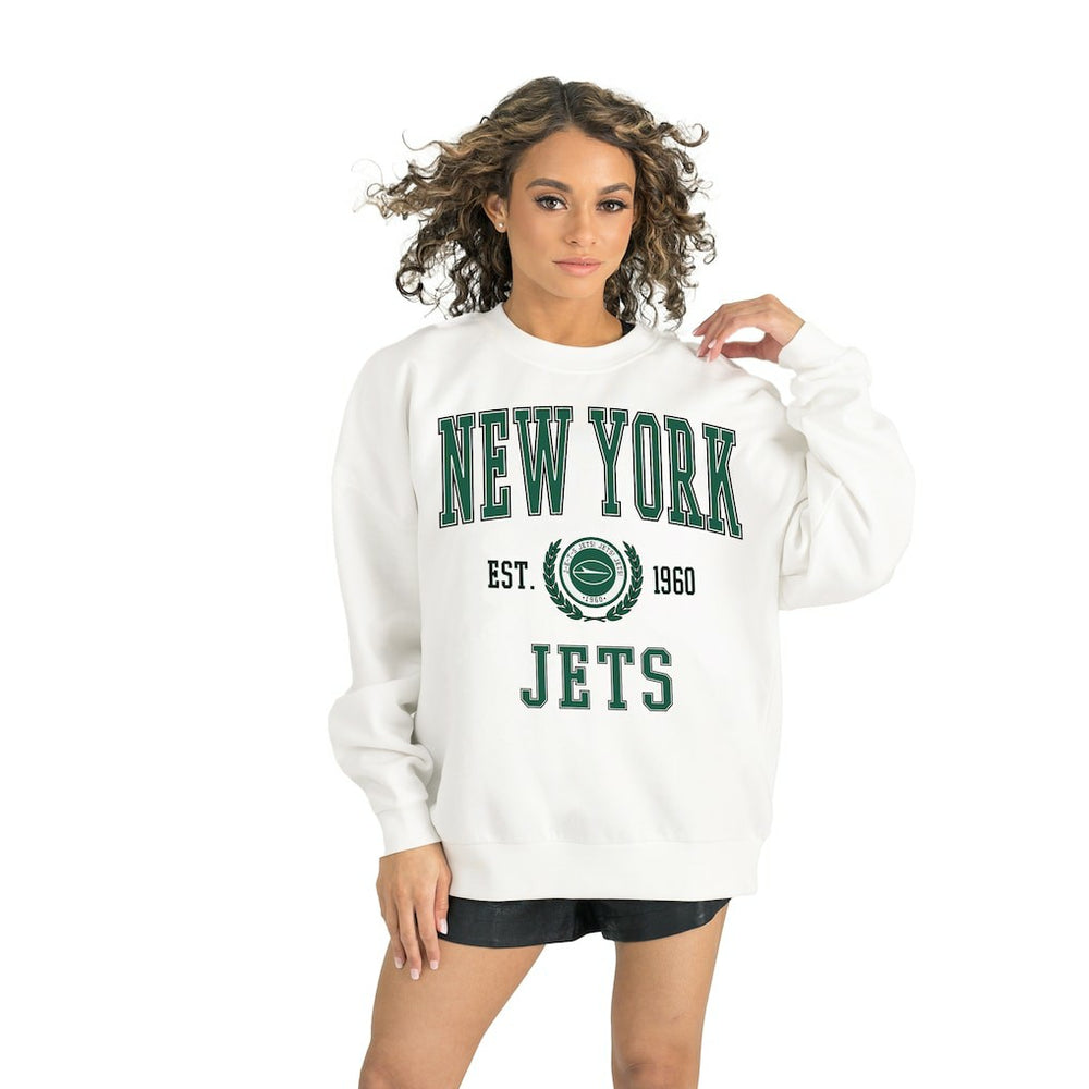 New York Jets Gameday Couture Women's Timeless Triumph Premium Fleece Pullover Sweatshirt White | NFL