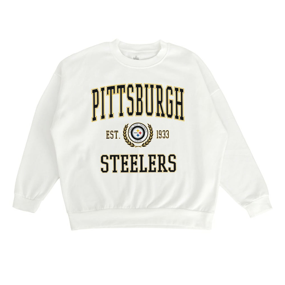 Pittsburgh Steelers Gameday Couture Women's Timeless Triumph Premium Fleece Pullover Sweatshirt White | NFL