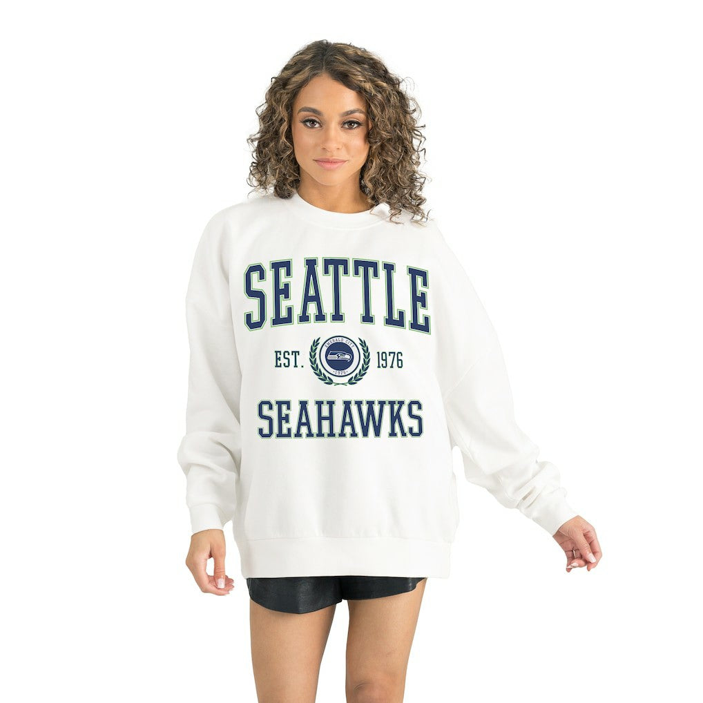 Seattle Seahawks Gameday Couture Women's Timeless Triumph Premium Fleece Pullover Sweatshirt White | NFL