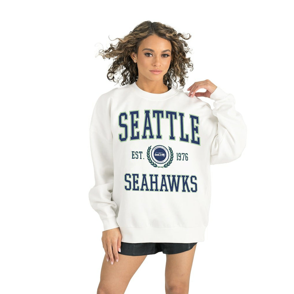 Seattle Seahawks Gameday Couture Women's Timeless Triumph Premium Fleece Pullover Sweatshirt White | NFL
