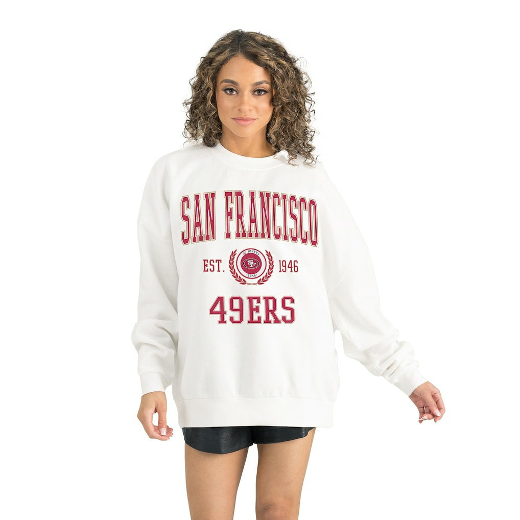 San Francisco 49ers Gameday Couture Women's Timeless Triumph Premium Fleece Pullover Sweatshirt White | NFL