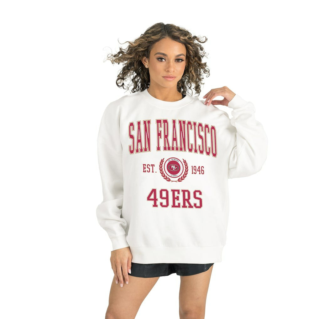 San Francisco 49ers Gameday Couture Women's Timeless Triumph Premium Fleece Pullover Sweatshirt White | NFL