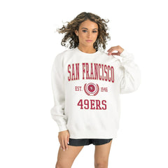 San Francisco 49ers Gameday Couture Women's Timeless Triumph Premium Fleece Pullover Sweatshirt White | NFL