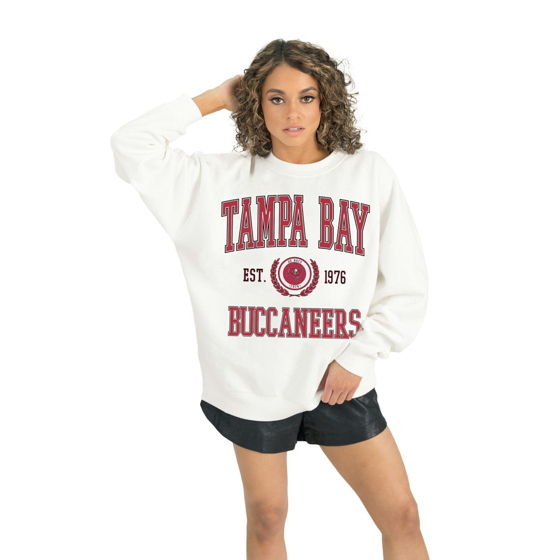 Tampa Bay Buccaneers Gameday Couture Women's Timeless Triumph Premium Fleece Pullover Sweatshirt White | NFL