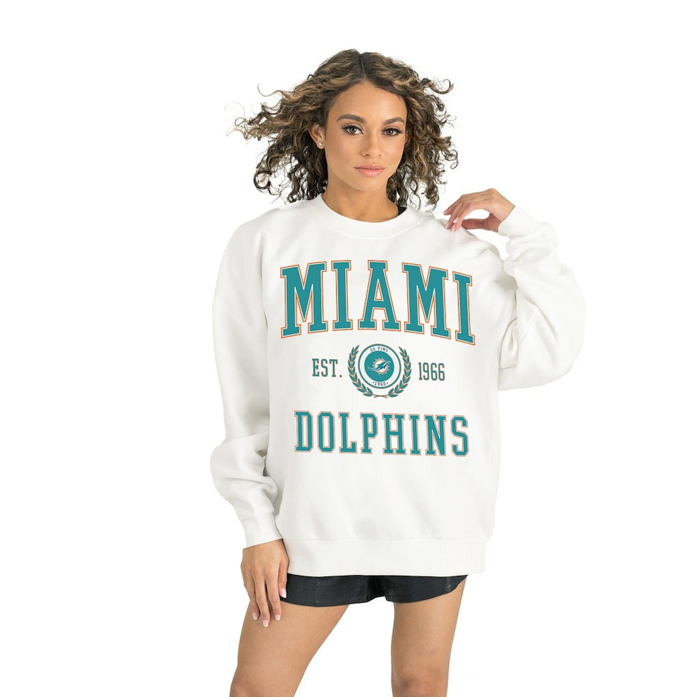 Miami Dolphins Gameday Couture Women's Timeless Triumph Premium Fleece Pullover Sweatshirt White | NFL