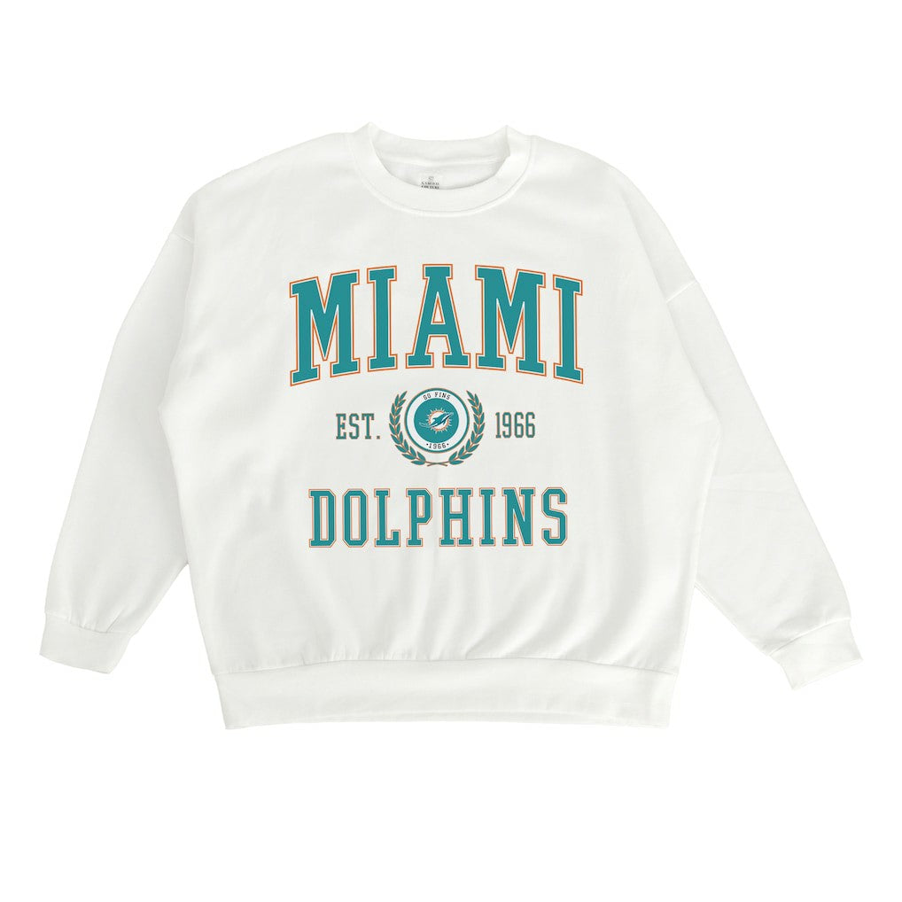 Miami Dolphins Gameday Couture Women's Timeless Triumph Premium Fleece Pullover Sweatshirt White | NFL