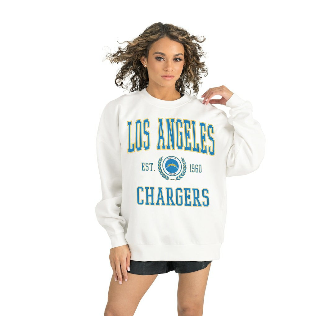 Los Angeles Chargers Gameday Couture Women's Timeless Triumph Premium Fleece Pullover Sweatshirt White | NFL