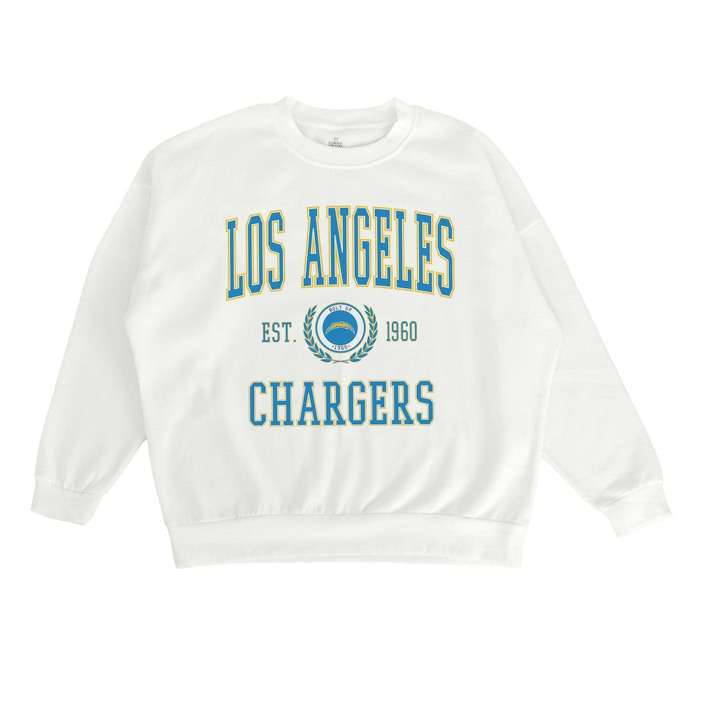Los Angeles Chargers Gameday Couture Women's Timeless Triumph Premium Fleece Pullover Sweatshirt White | NFL