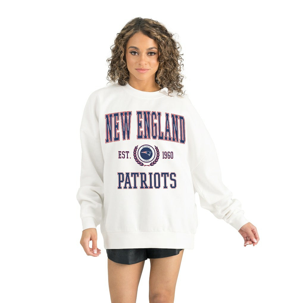 New England Patriots Gameday Couture Women's Timeless Triumph Premium Fleece Pullover Sweatshirt White | NFL