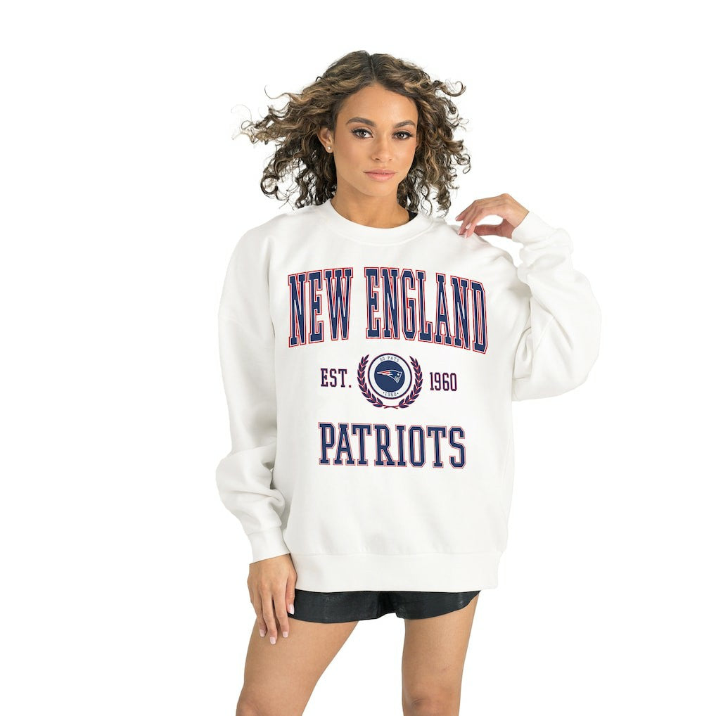 New England Patriots Gameday Couture Women's Timeless Triumph Premium Fleece Pullover Sweatshirt White | NFL