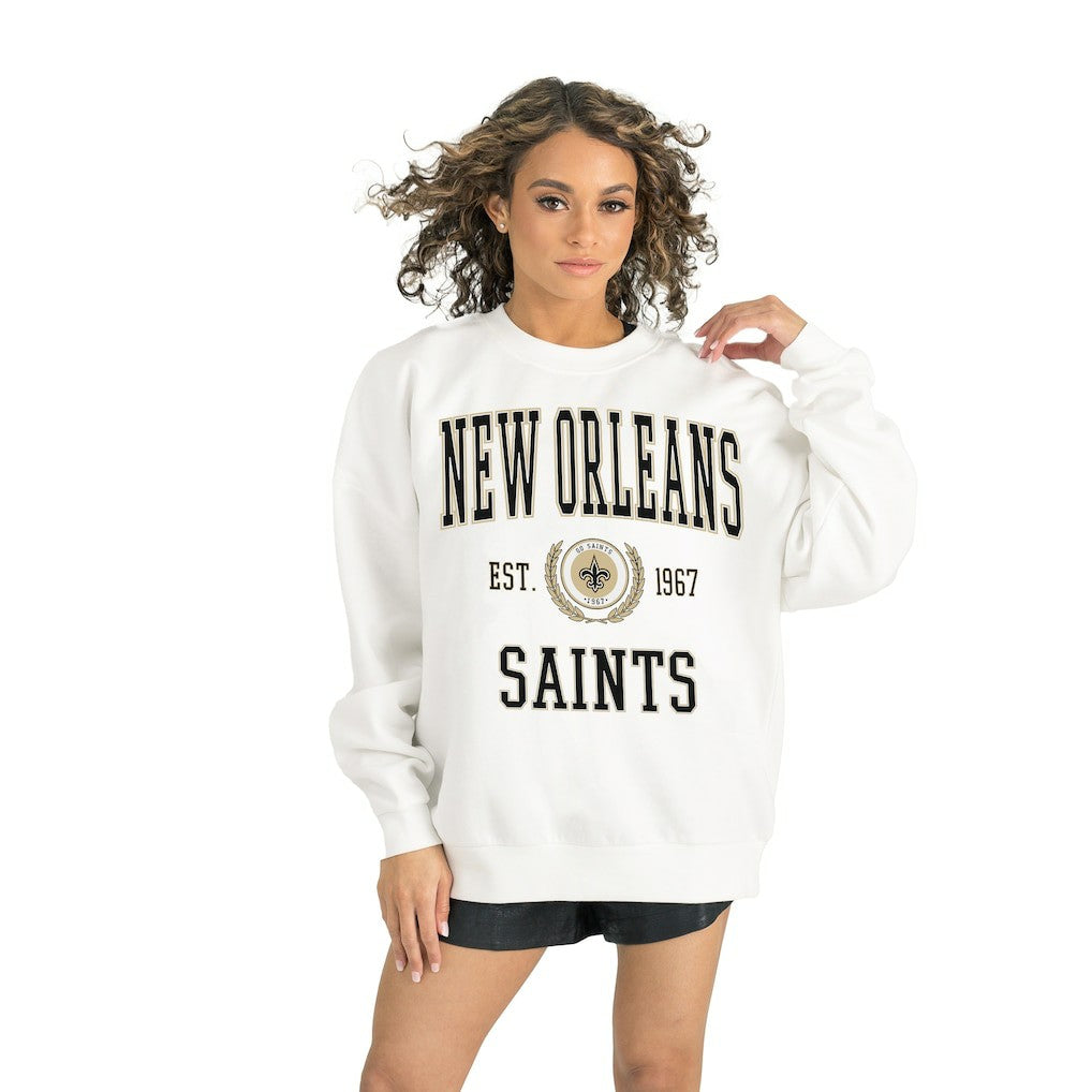 New Orleans Saints Gameday Couture Women's Timeless Triumph Premium Fleece Pullover Sweatshirt White | NFL