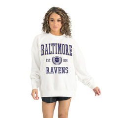 Baltimore Ravens Gameday Couture Women's Timeless Triumph Premium Fleece Pullover Sweatshirt White | NFL