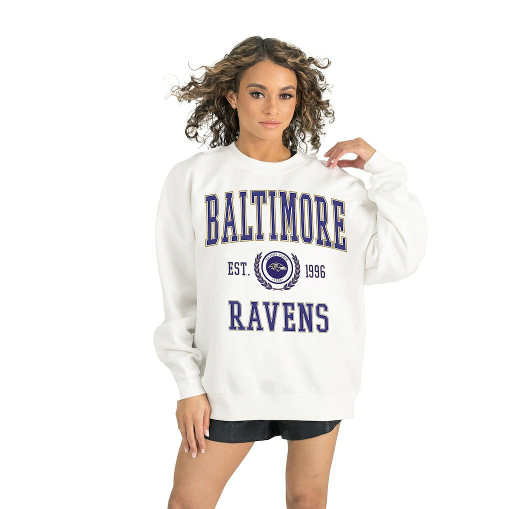 Baltimore Ravens Gameday Couture Women's Timeless Triumph Premium Fleece Pullover Sweatshirt White | NFL