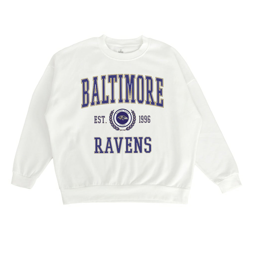Baltimore Ravens Gameday Couture Women's Timeless Triumph Premium Fleece Pullover Sweatshirt White | NFL