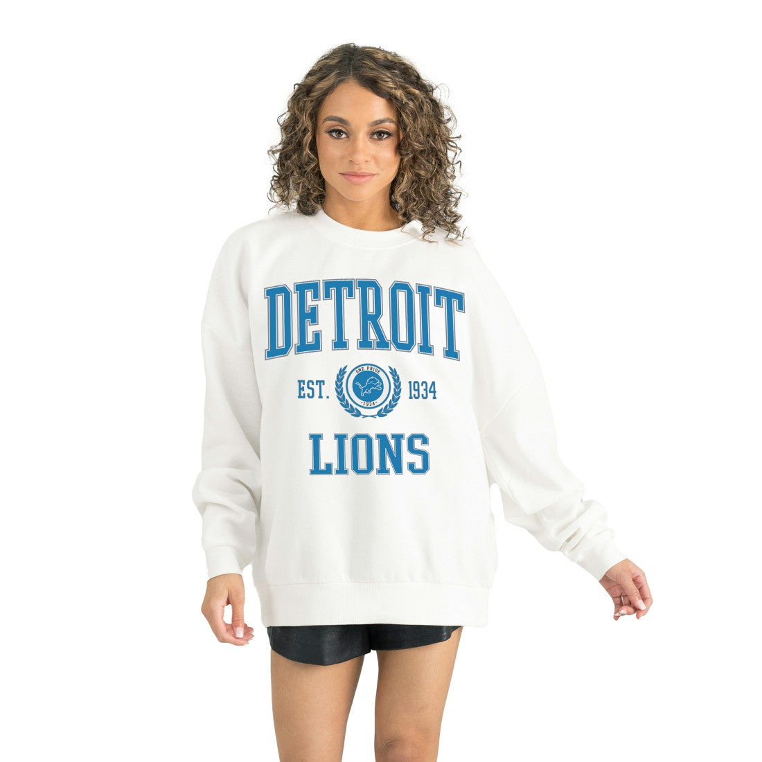 Detroit Lions Gameday Couture Women's Timeless Triumph Premium Fleece Pullover Sweatshirt White | NFL