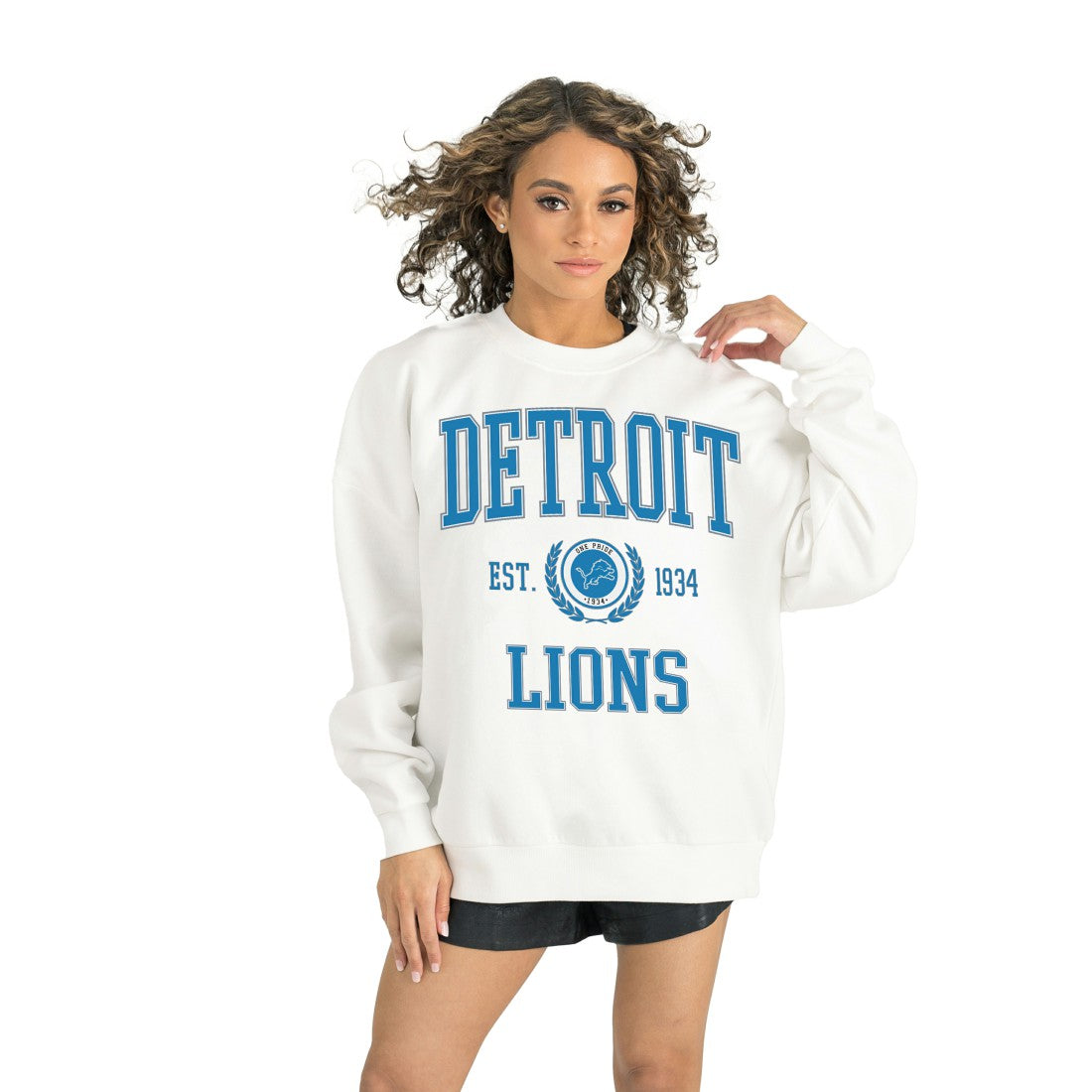 Detroit Lions Gameday Couture Women's Timeless Triumph Premium Fleece Pullover Sweatshirt White | NFL