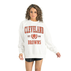 Cleveland Browns Gameday Couture Women's Timeless Triumph Premium Fleece Pullover Sweatshirt White | NFL