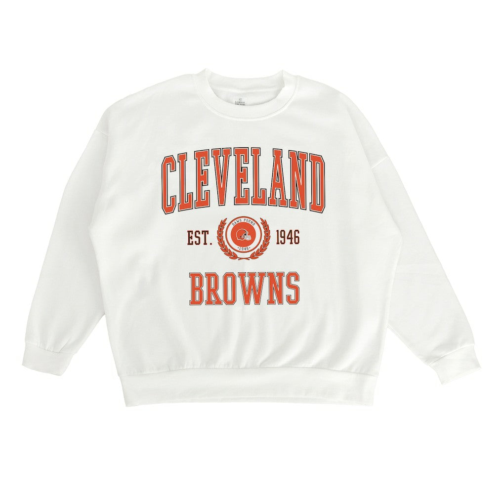 Cleveland Browns Gameday Couture Women's Timeless Triumph Premium Fleece Pullover Sweatshirt White | NFL