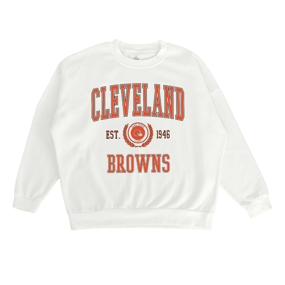 Cleveland Browns Gameday Couture Women's Timeless Triumph Premium Fleece Pullover Sweatshirt White | NFL