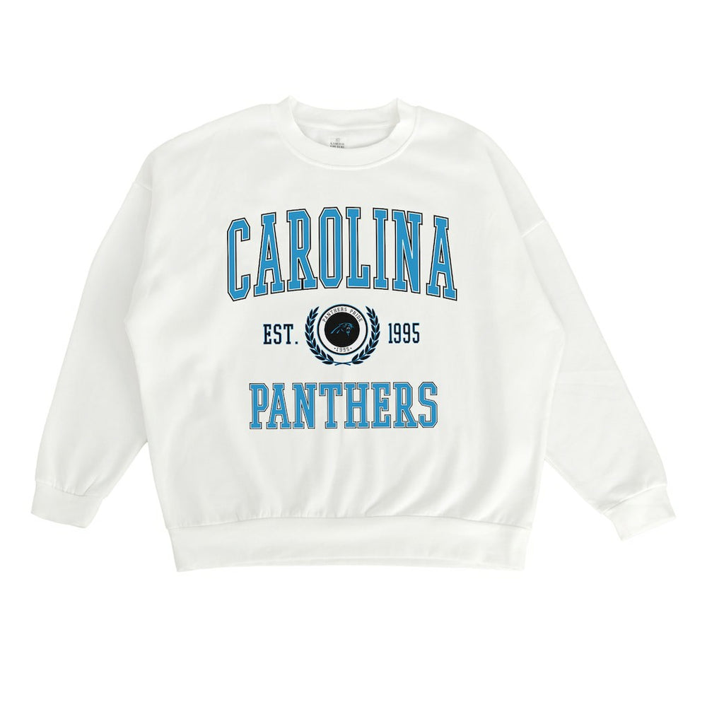 Carolina Panthers Gameday Couture Women's Timeless Triumph Premium Fleece Pullover Sweatshirt White | NFL