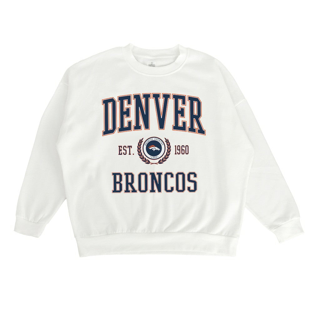 Denver Broncos Gameday Couture Women's Timeless Triumph Premium Fleece Pullover Sweatshirt White | NFL