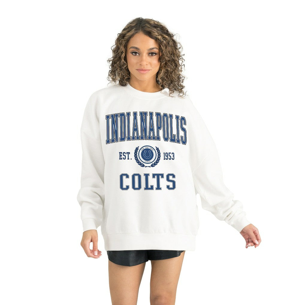 Indianapolis Colts Gameday Couture Women's Timeless Triumph Premium Fleece Pullover Sweatshirt White | NFL