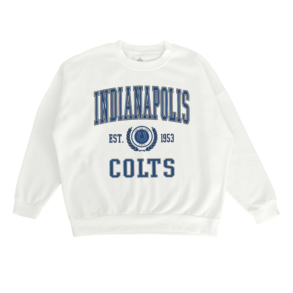 Indianapolis Colts Gameday Couture Women's Timeless Triumph Premium Fleece Pullover Sweatshirt White | NFL