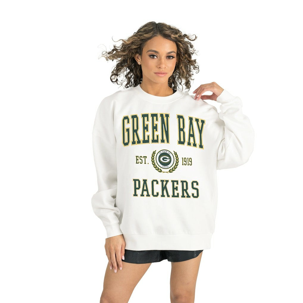 Green Bay Packers Gameday Couture Women's Timeless Triumph Premium Fleece Pullover Sweatshirt White | NFL