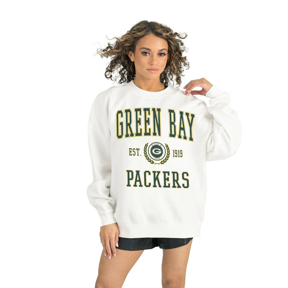 Green Bay Packers Gameday Couture Women's Timeless Triumph Premium Fleece Pullover Sweatshirt White | NFL