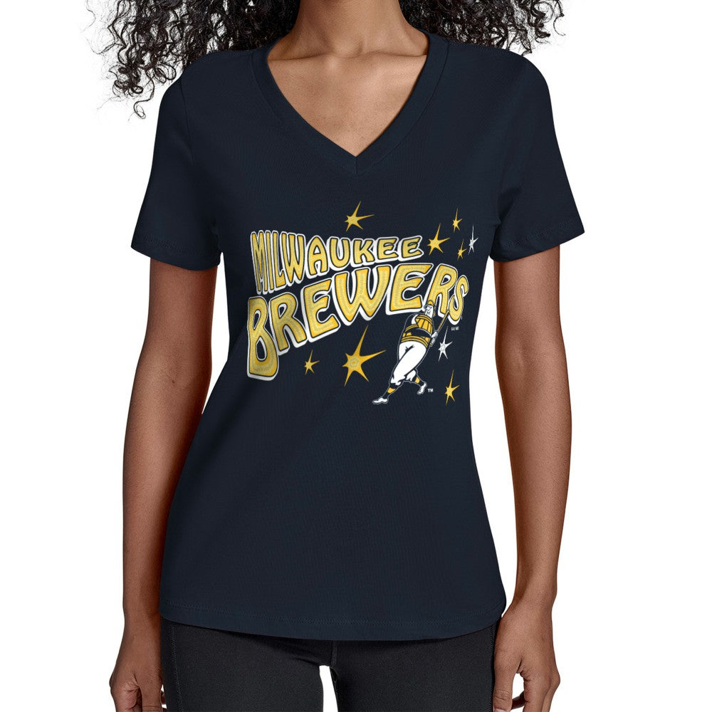 Milwaukee Brewers Starter Women's Fireworks V-Neck T-Shirt - MLB