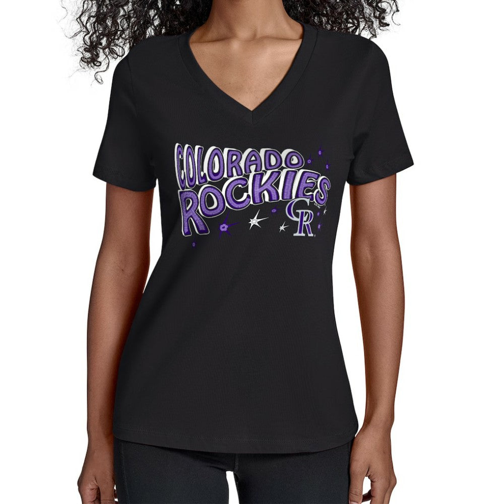 Colorado Rockies Starter Women's Fireworks V-Neck T-Shirt - MLB
