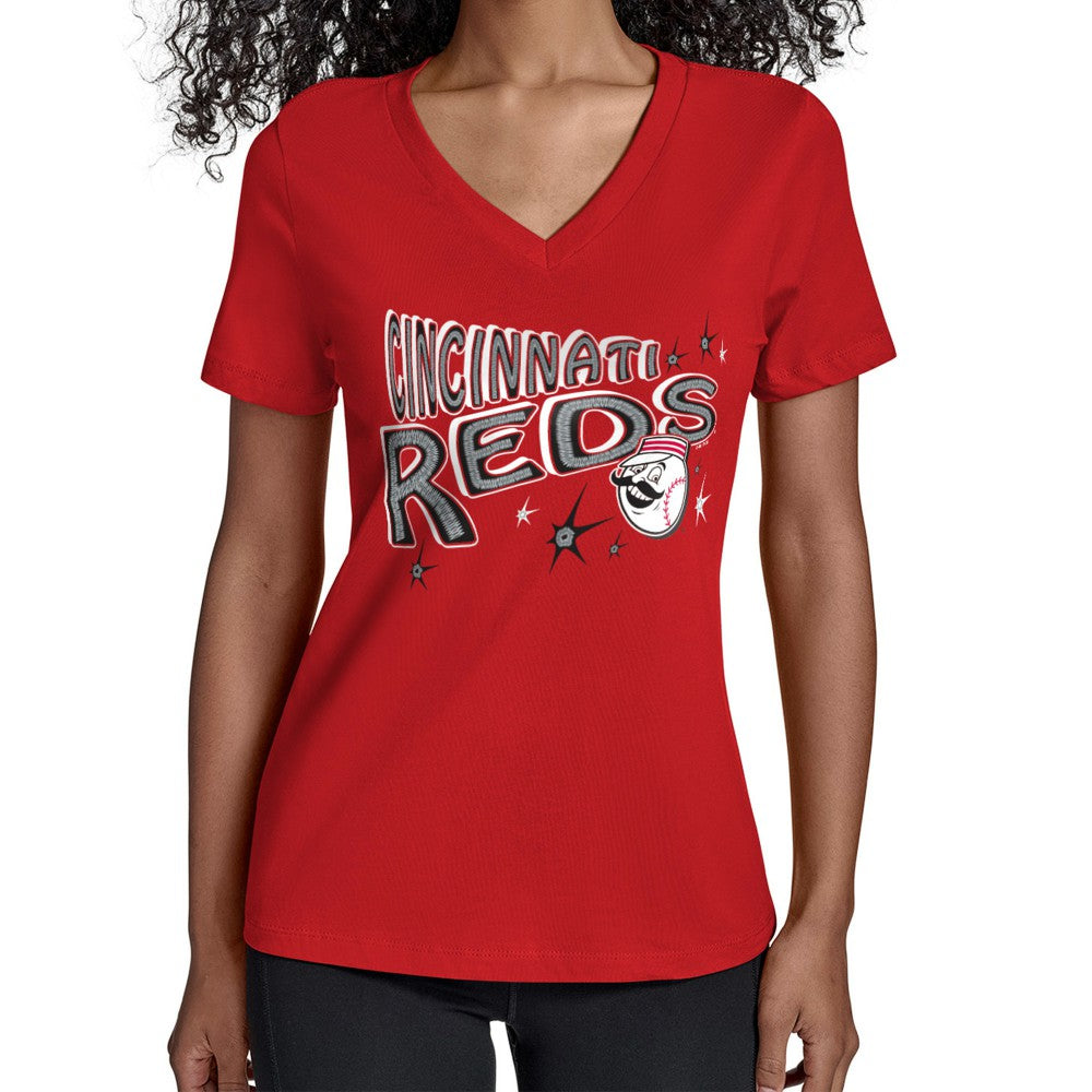 Cincinnati Reds Starter Women's Fireworks V-Neck T-Shirt - MLB