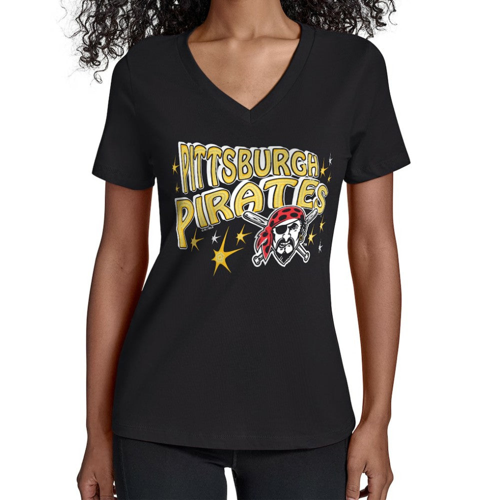 Pittsburgh Pirates Starter Women's Fireworks V-Neck T-Shirt - MLB