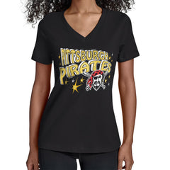 Pittsburgh Pirates Starter Women's Fireworks V-Neck T-Shirt - MLB