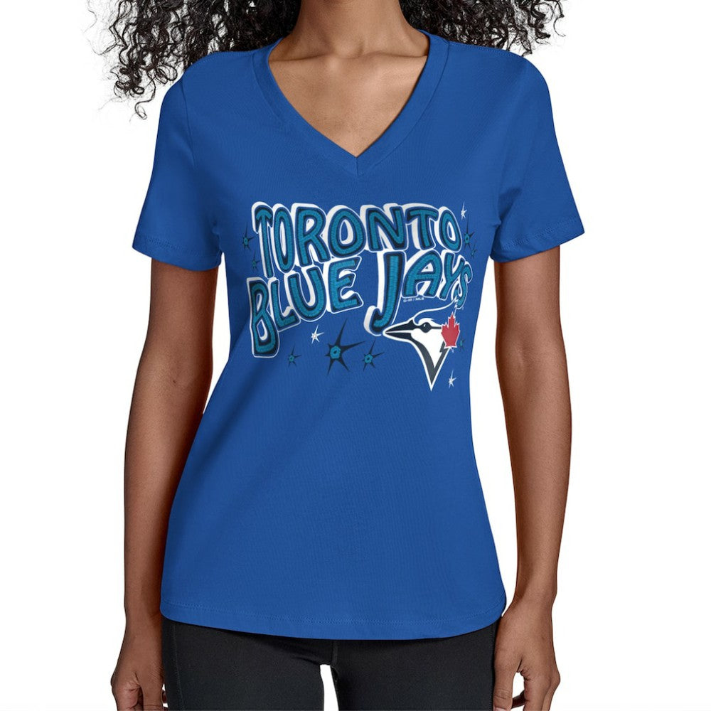 Toronto Blue Jays Starter Women's Fireworks Team Name V-Neck T-Shirt - MLB