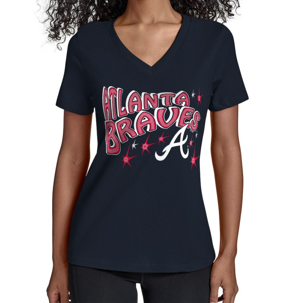 Atlanta Braves Starter Women's Fireworks V-Neck T-Shirt - MLB