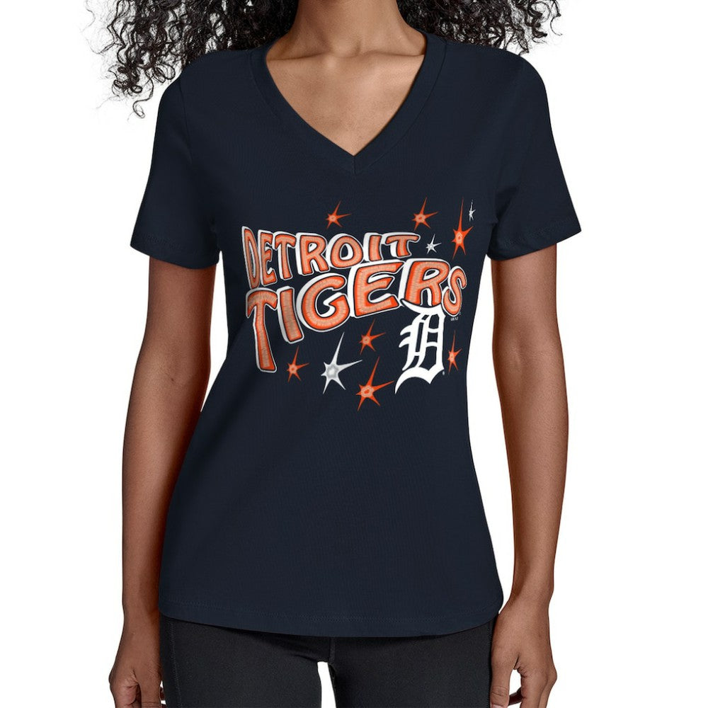 Detroit Tigers Starter Women's Fireworks V-Neck T-Shirt - MLB
