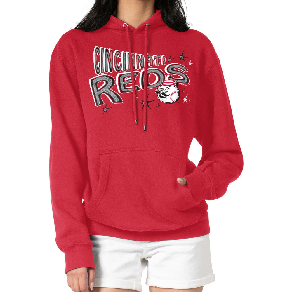Cincinnati Reds Starter Women's Fireworks Fleece Tri-Blend Pullover Hoodie - MLB