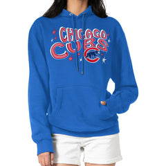 Chicago Cubs Starter Women's Fireworks Fleece Tri-Blend Pullover Hoodie - MLB