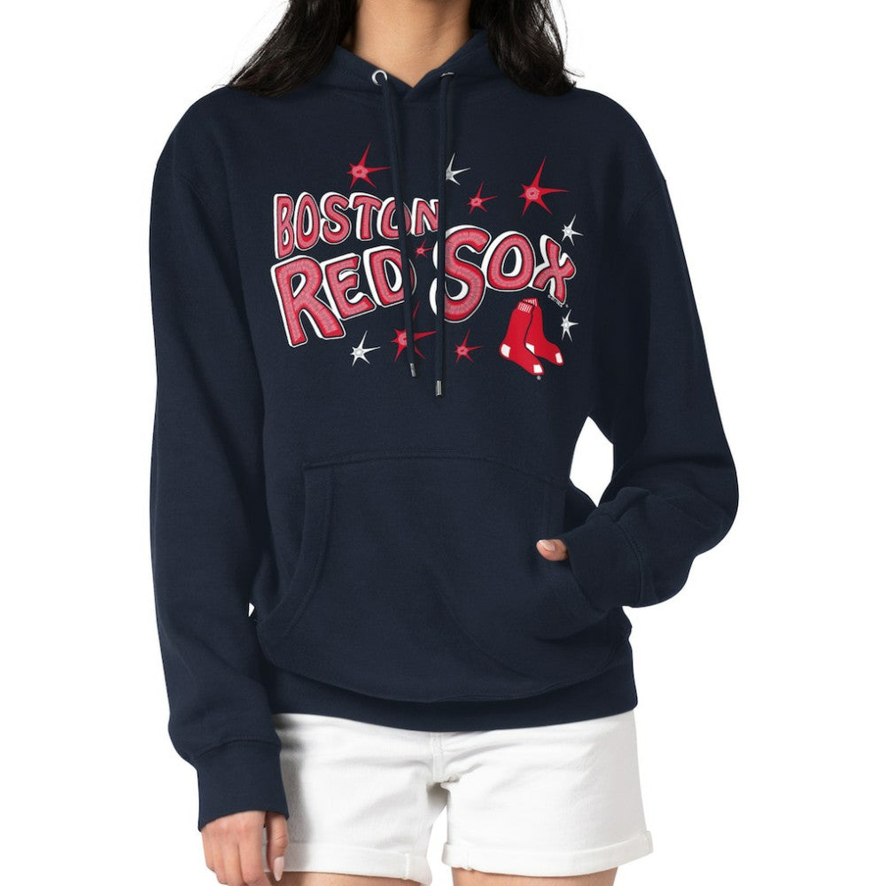 Boston Red Sox Starter Women's Fireworks Fleece Tri-Blend Pullover Hoodie - MLB