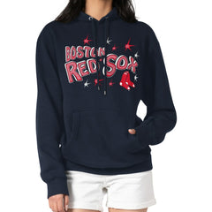 Boston Red Sox Starter Women's Fireworks Fleece Tri-Blend Pullover Hoodie - MLB