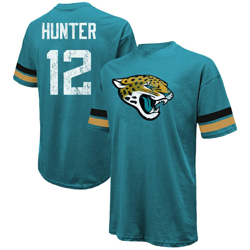 Travis Hunter Jacksonville Jaguars Majestic Threads 2025 NFL Draft First Round Pick Oversized T-Shirt Teal | NFL