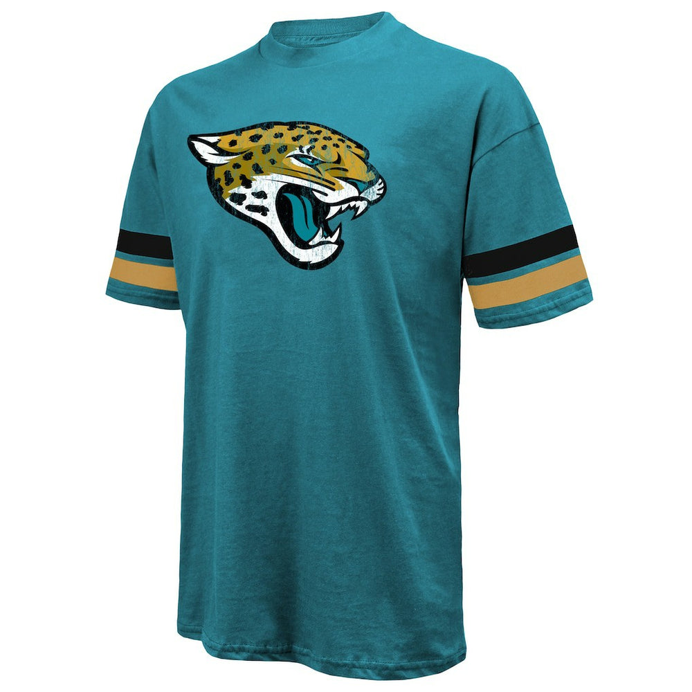 Travis Hunter Jacksonville Jaguars Majestic Threads 2025 NFL Draft First Round Pick Oversized T-Shirt Teal | NFL