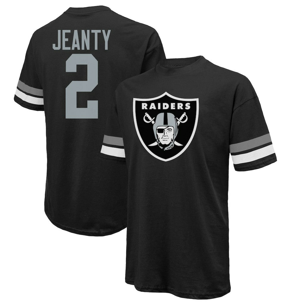 Ashton Jeanty Las Vegas Raiders Majestic Threads 2025 NFL Draft First Round Pick Oversized T-Shirt Black | NFL