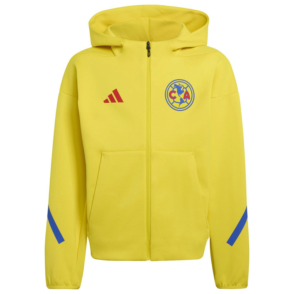 Club America Youth 2025/26 Club Anthem Full-Zip Hoodie Jacket Yellow | Adidas cheap