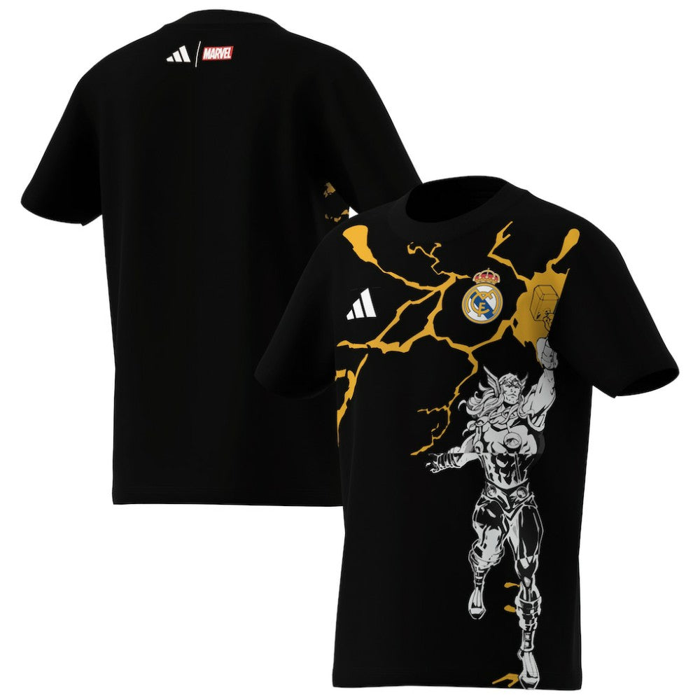 Real Madrid x Marvel Youth Graphic T-Shirt Black | Adidas Sale