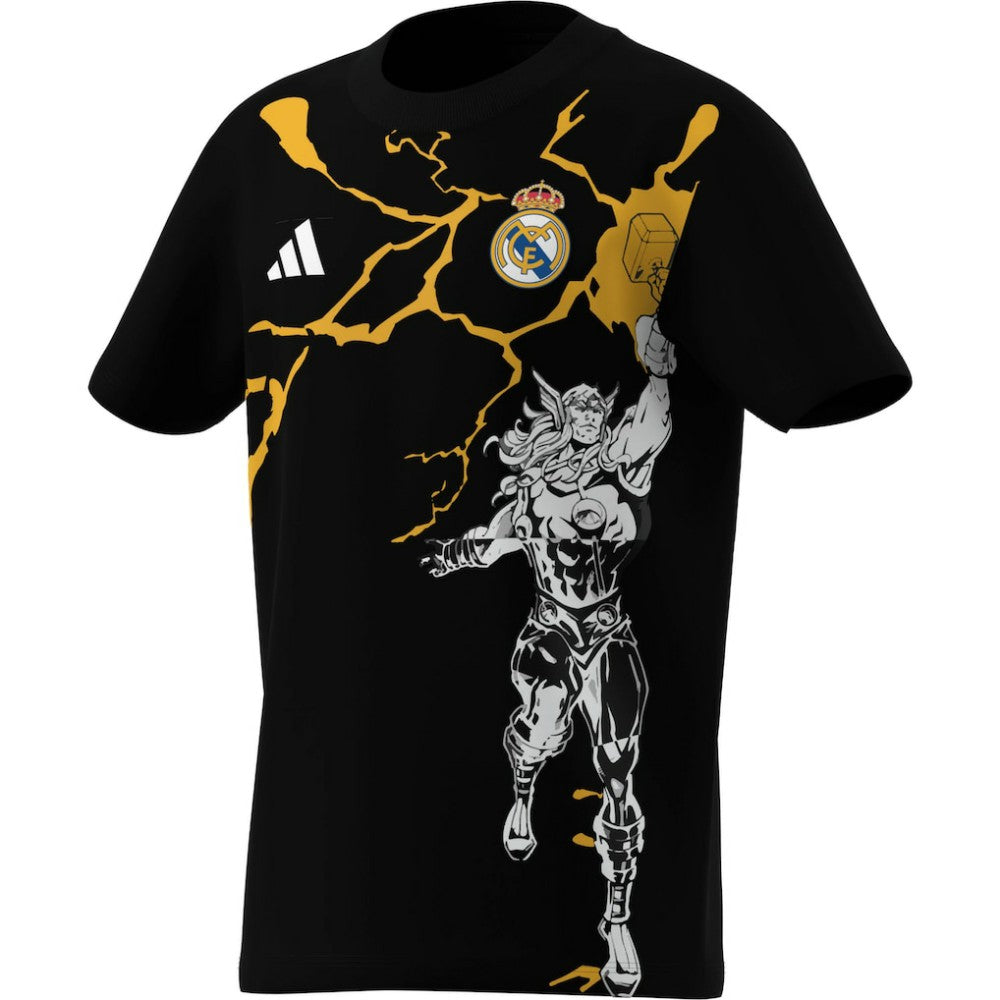 Real Madrid x Marvel Youth Graphic T-Shirt Black | Adidas Sale