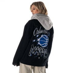 Orlando Magic The Wild Collective Unisex Full-Button Denim Hooded Jacket Black - NBA