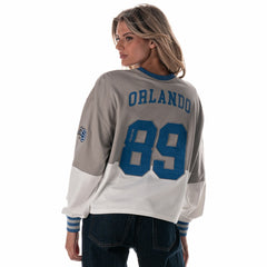 Orlando Magic The Wild Collective Women's Cropped Long-Sleeve Fashion Crewneck Sweatshirt Gray - NBA